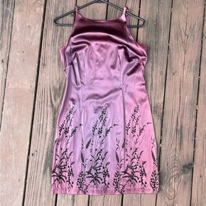 Elegant Purple Satin Floral Women's Dress